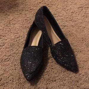 Kelly & Katie Black glitter flats